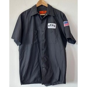 Red Kap Gas Monkey Bar N Grill Work Shirt Mens L Gray Short Sleeve GMBGDallas TX